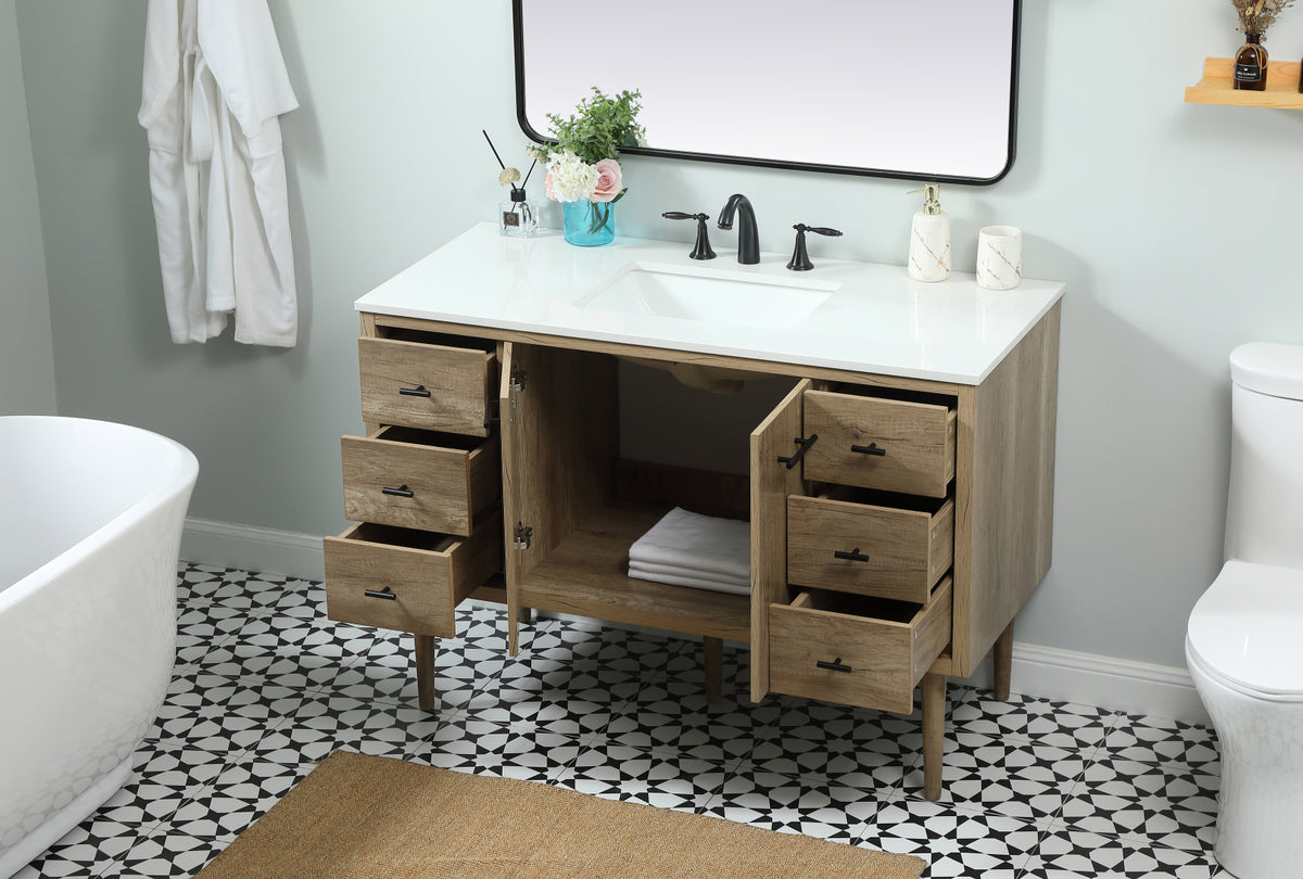 48 inch Single bathroom vanity in natural oak