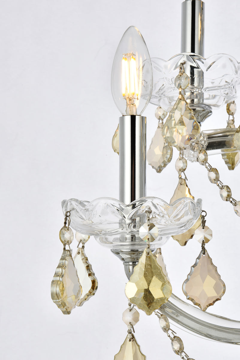 Maria Theresa 5 light Chrome Wall Sconce Golden Teak (Smoky) Royal Cut Crystal