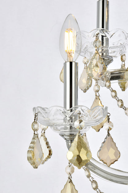 Maria Theresa 5 light Chrome Wall Sconce Golden Teak (Smoky) Royal Cut Crystal