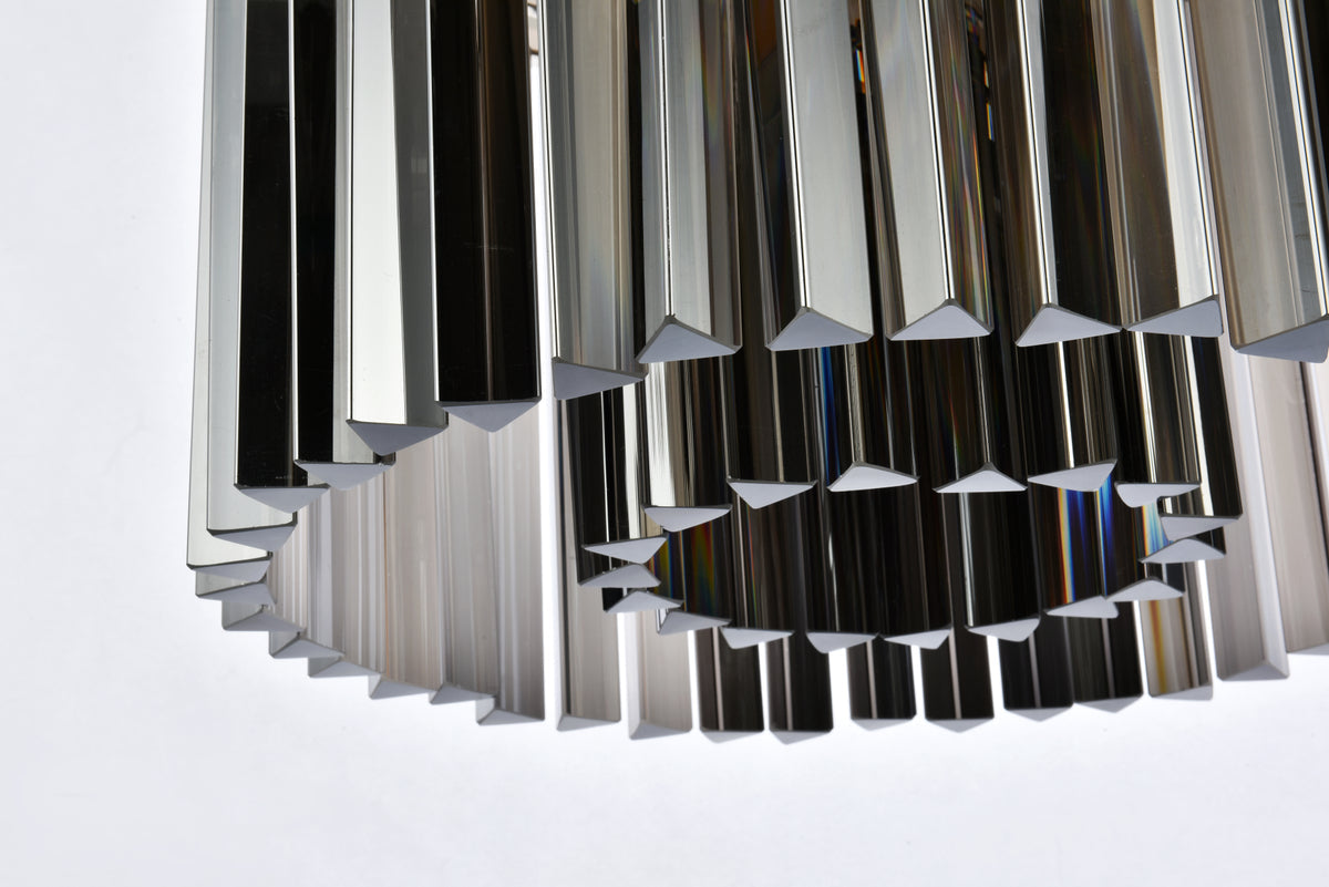 Sydney 6 light polished nickel Pendant Silver Shade (Grey) Royal Cut Crystal