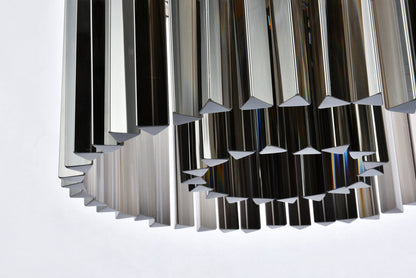 Sydney 6 light polished nickel Pendant Silver Shade (Grey) Royal Cut Crystal