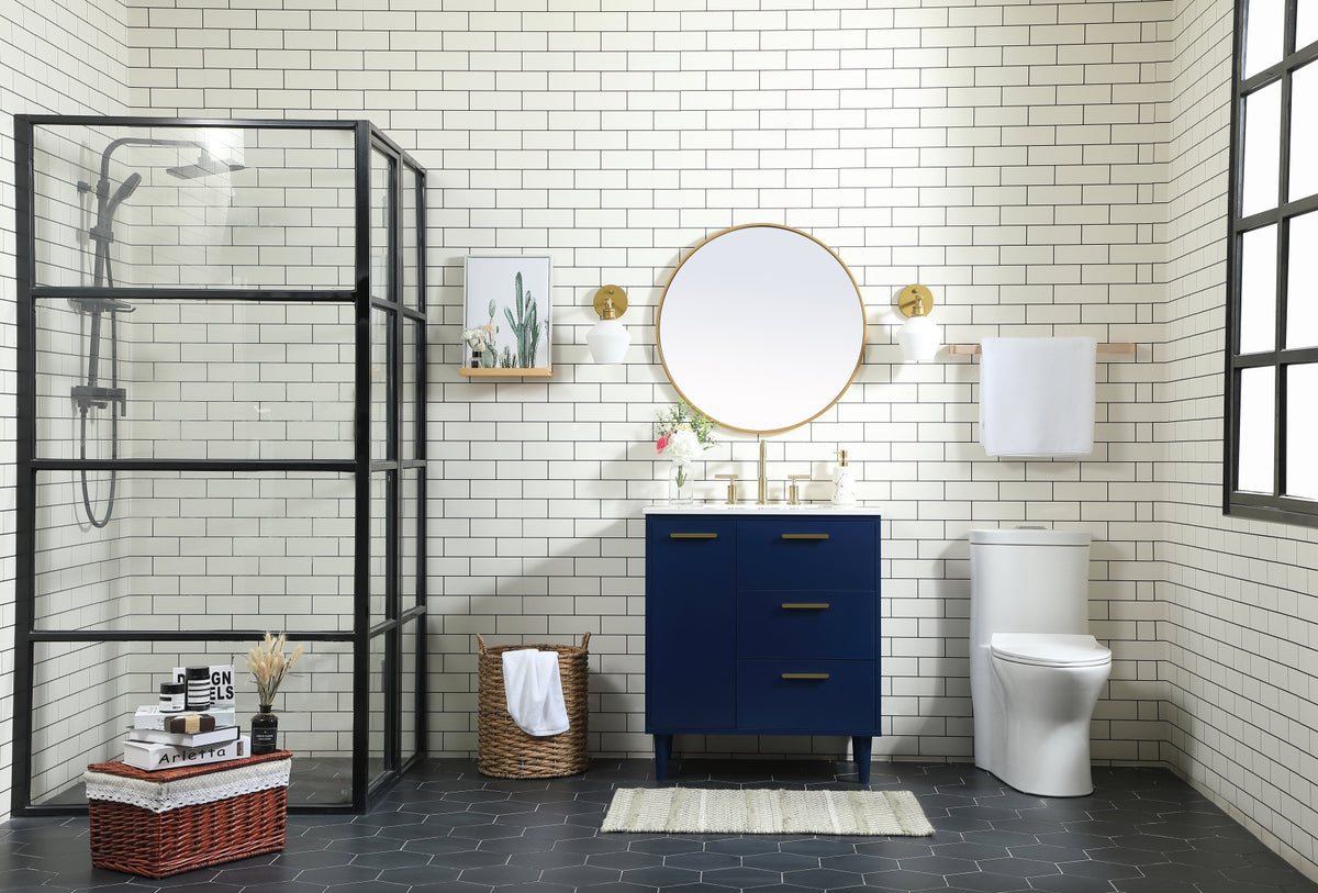 30 inch bathroom vanity in Blue