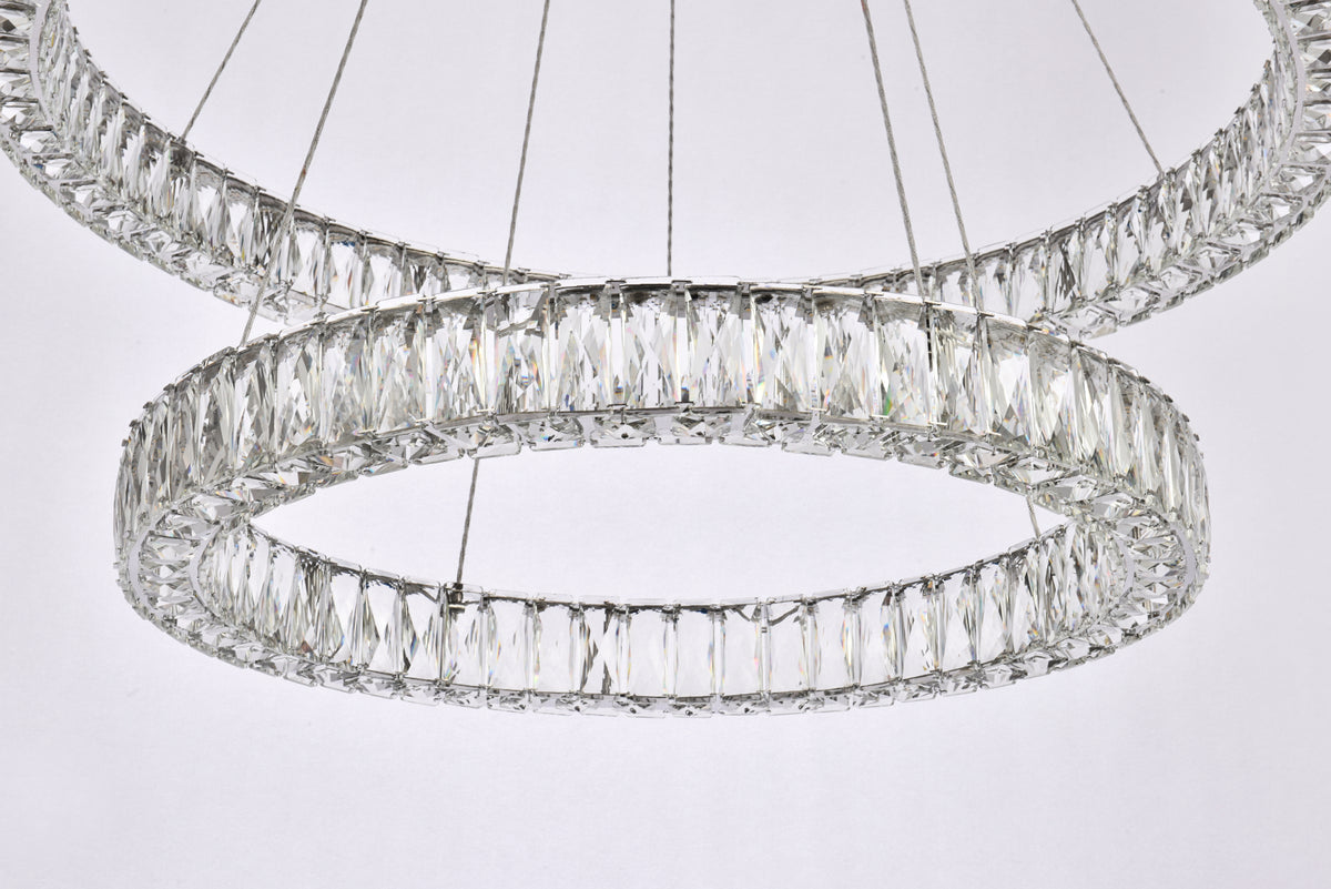Monroe 36 inch LED double ring chandelier in chrome