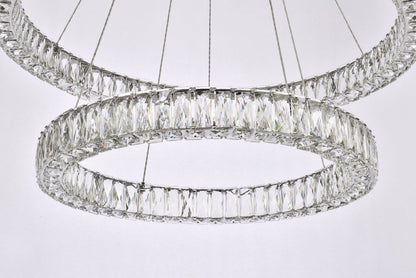 Monroe 36 inch LED double ring chandelier in chrome