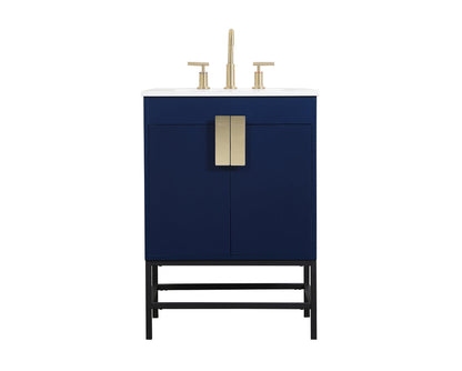 24 inch Single bathroom vanity in blue