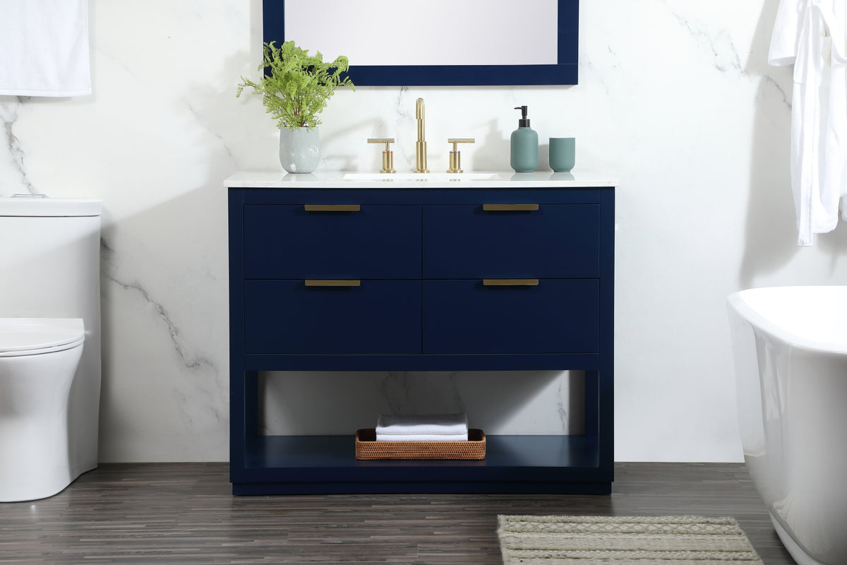 42 inch Single bathroom vanity in blue