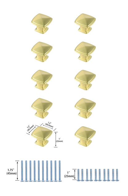 Marcel 1.2" Brushed Gold Square Knob Multipack (Set of 10)
