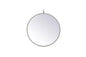 Metal frame round mirror with decorative hook 18 inch in silver