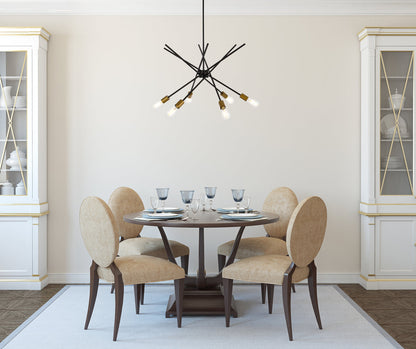 Armin 6 lights pendant in black with brass