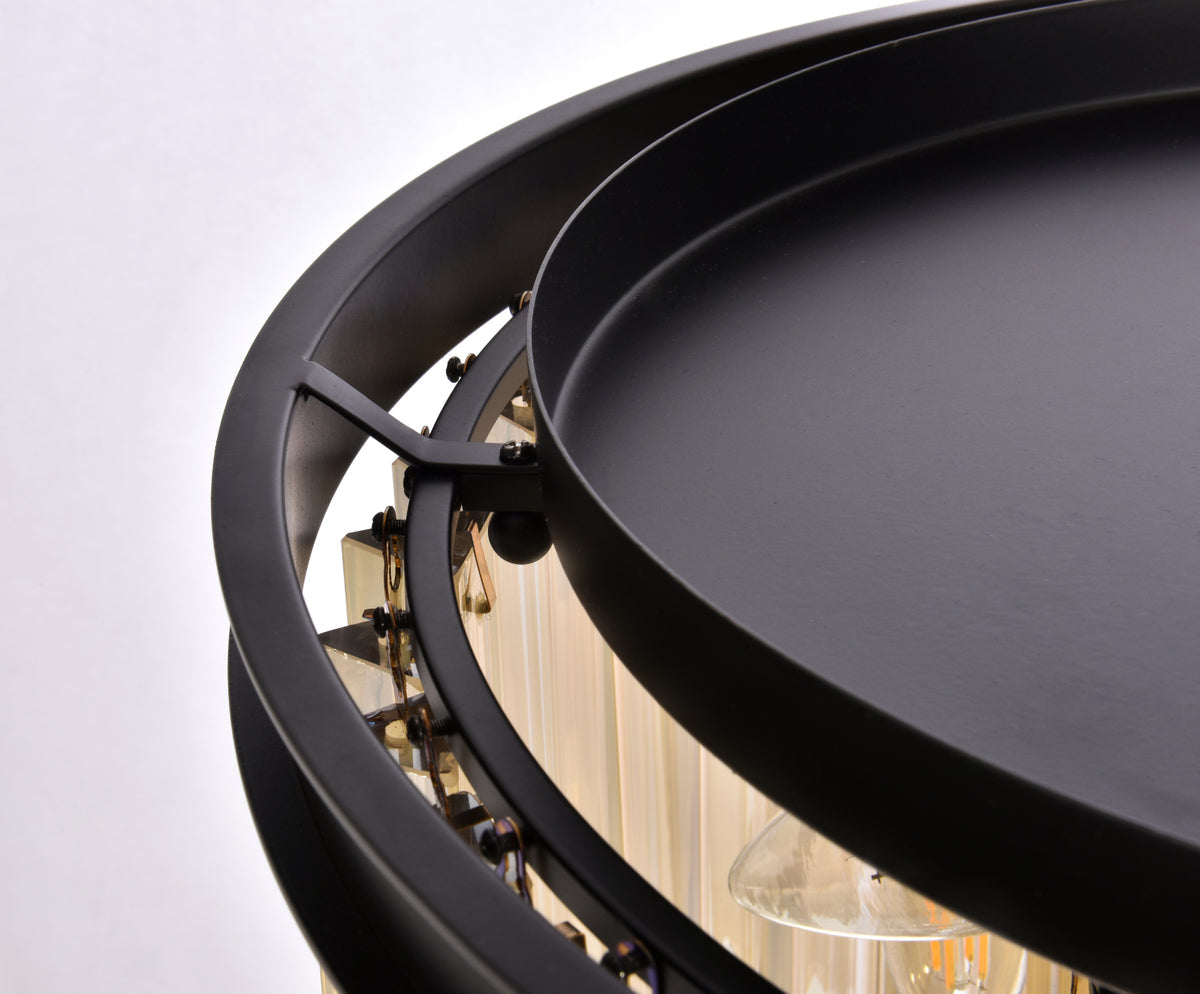 Sydney 6 light Matte Black Pendant Golden Teak (Smoky) Royal Cut Crystal