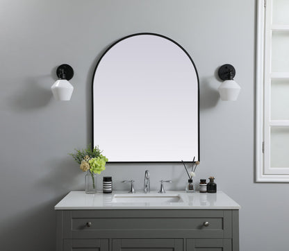 Metal Frame Arch Mirror 30x36 Inch in Black