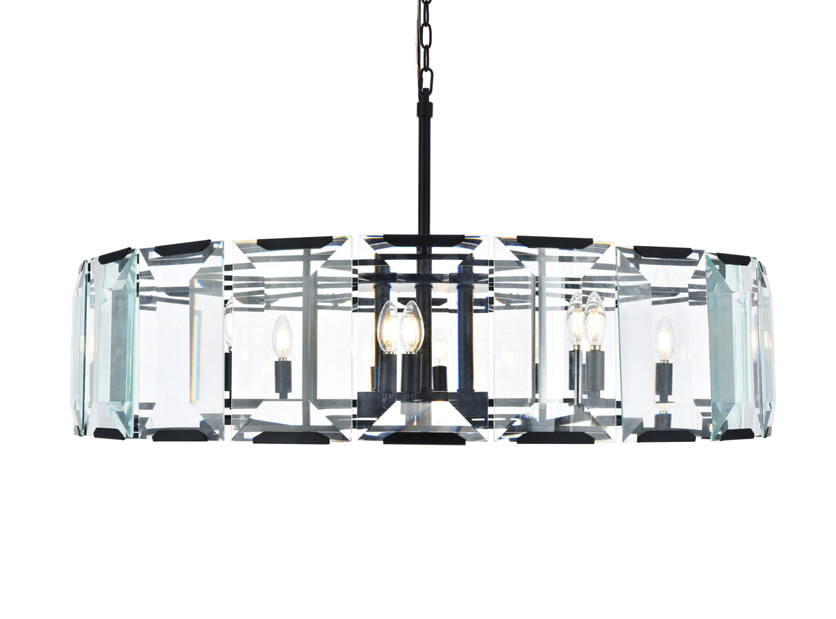 Monaco 10 light Flat Black (Matte) Chandelier Clear Glass Crystal