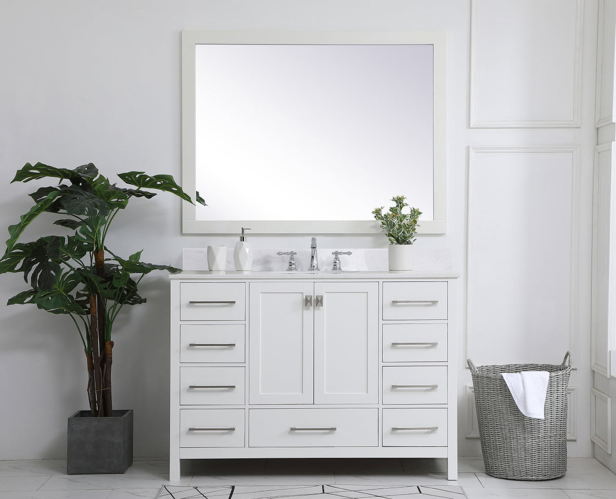 48 inch Single Bathroom Vanity in White with Backsplash