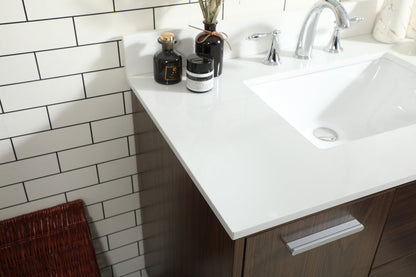 36 inch bathroom vanity in Walnut with backsplash