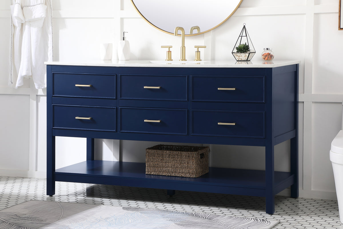 60 inch Single bathroom vanity in blue