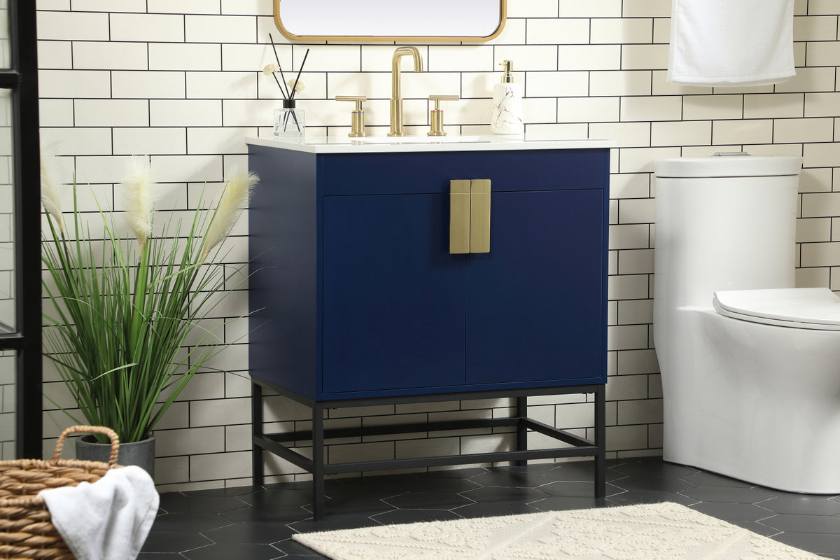 30 inch Single bathroom vanity in blue