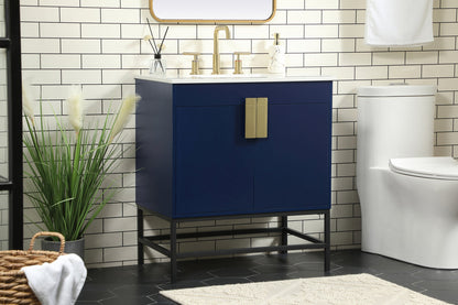 30 inch Single bathroom vanity in blue