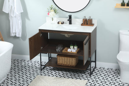 40 inch Single bathroom vanity in walnut with backsplash