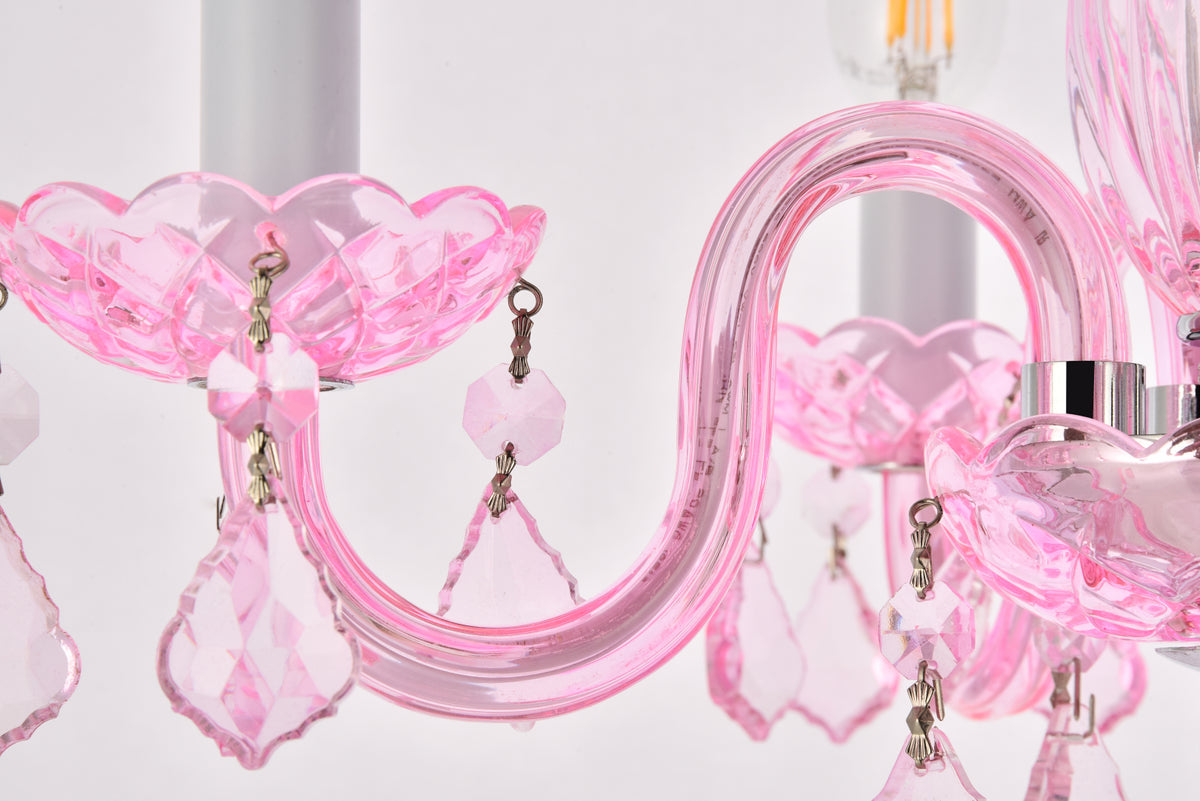 Rococo 4 light Pink Pendant Rosaline (Pink) Royal Cut Crystal