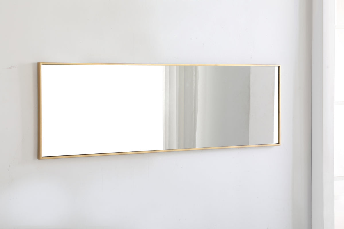 Metal frame Rectangle Mirror 18 inch Brass