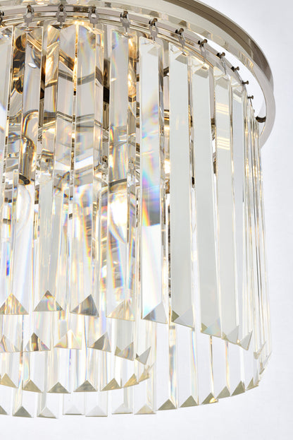 Sydney 6 light polished nickel Pendant Clear Royal Cut Crystal