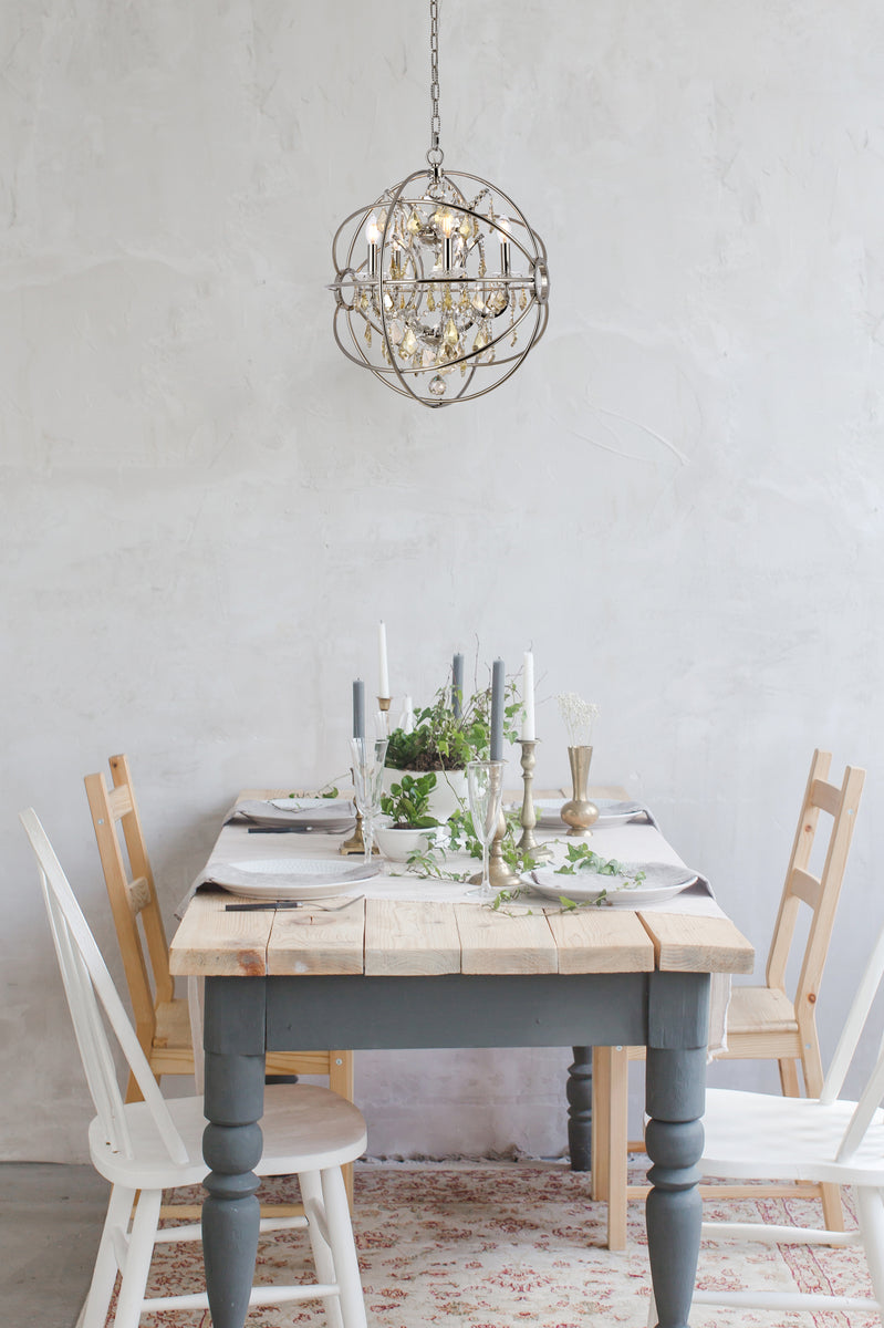 Geneva 5 light polished nickel Pendant Golden Teak (Smoky) Royal Cut crystal