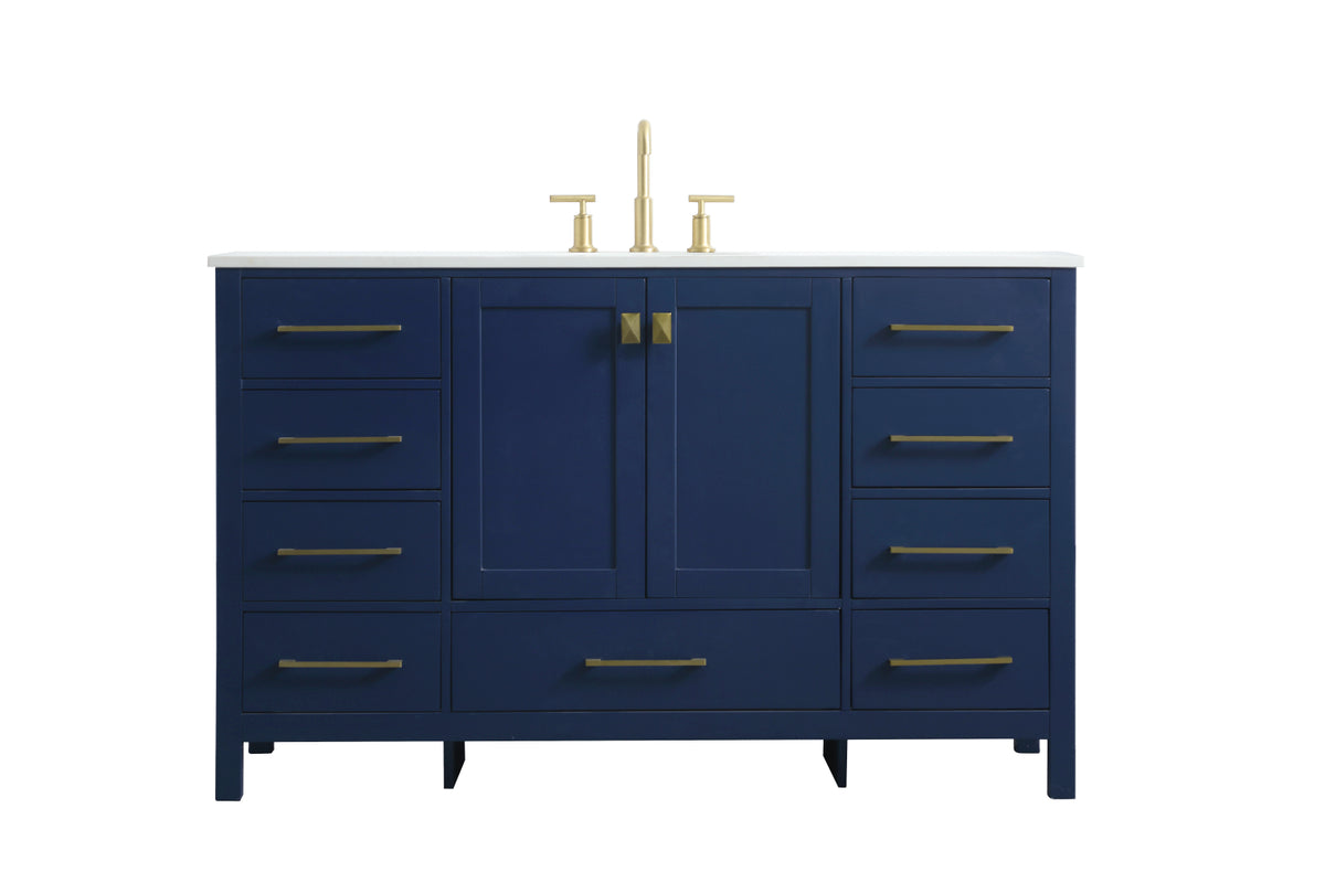 54 Inch SIngle Bathroom Vanity In Blue