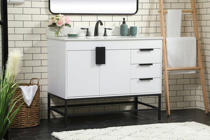 42 inch Single bathroom vanity in white with backsplash