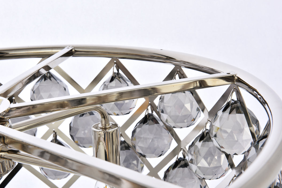 Madison 5 light polished Nickel Chandelier Silver Shade (Grey) Royal Cut Crystal