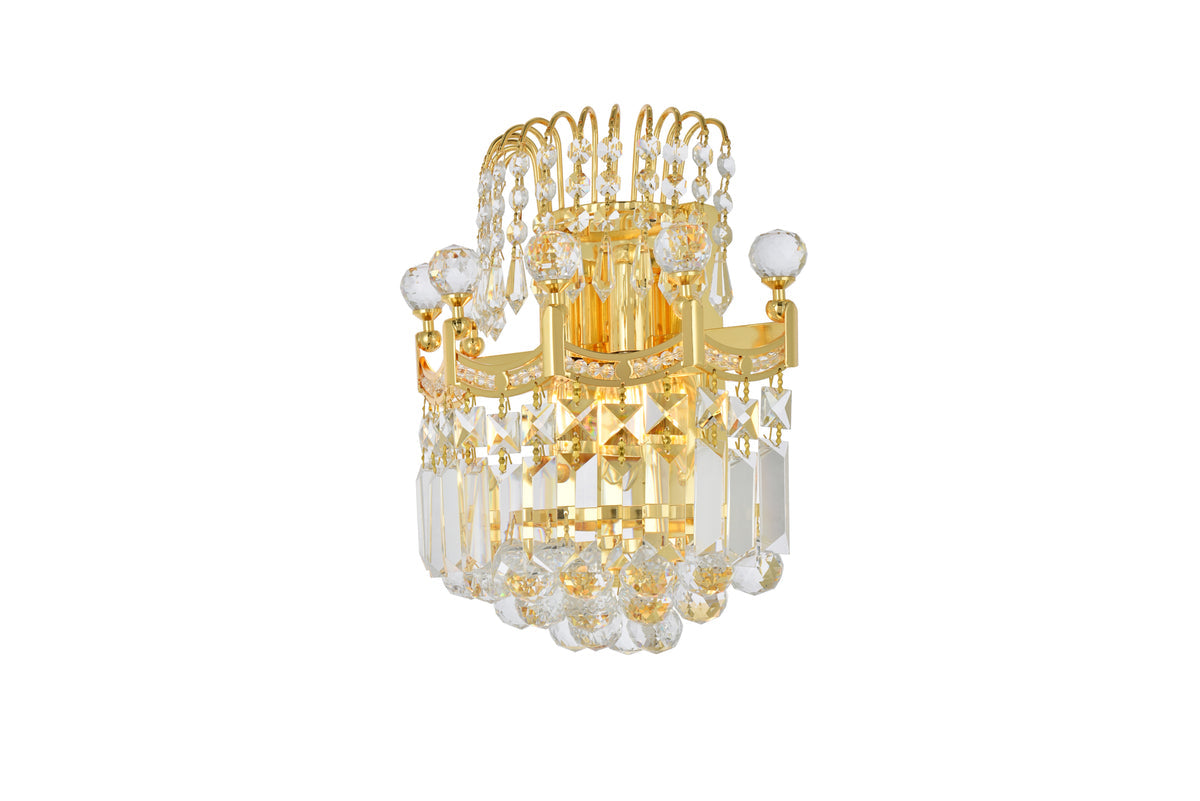 Corona 2 light Gold Wall Sconce Clear Royal Cut Crystal