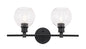 Collier 2 light Black and Clear glass Wall sconce