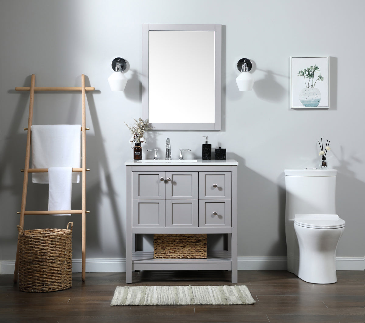 32 inch Single bathroom vanity in grey