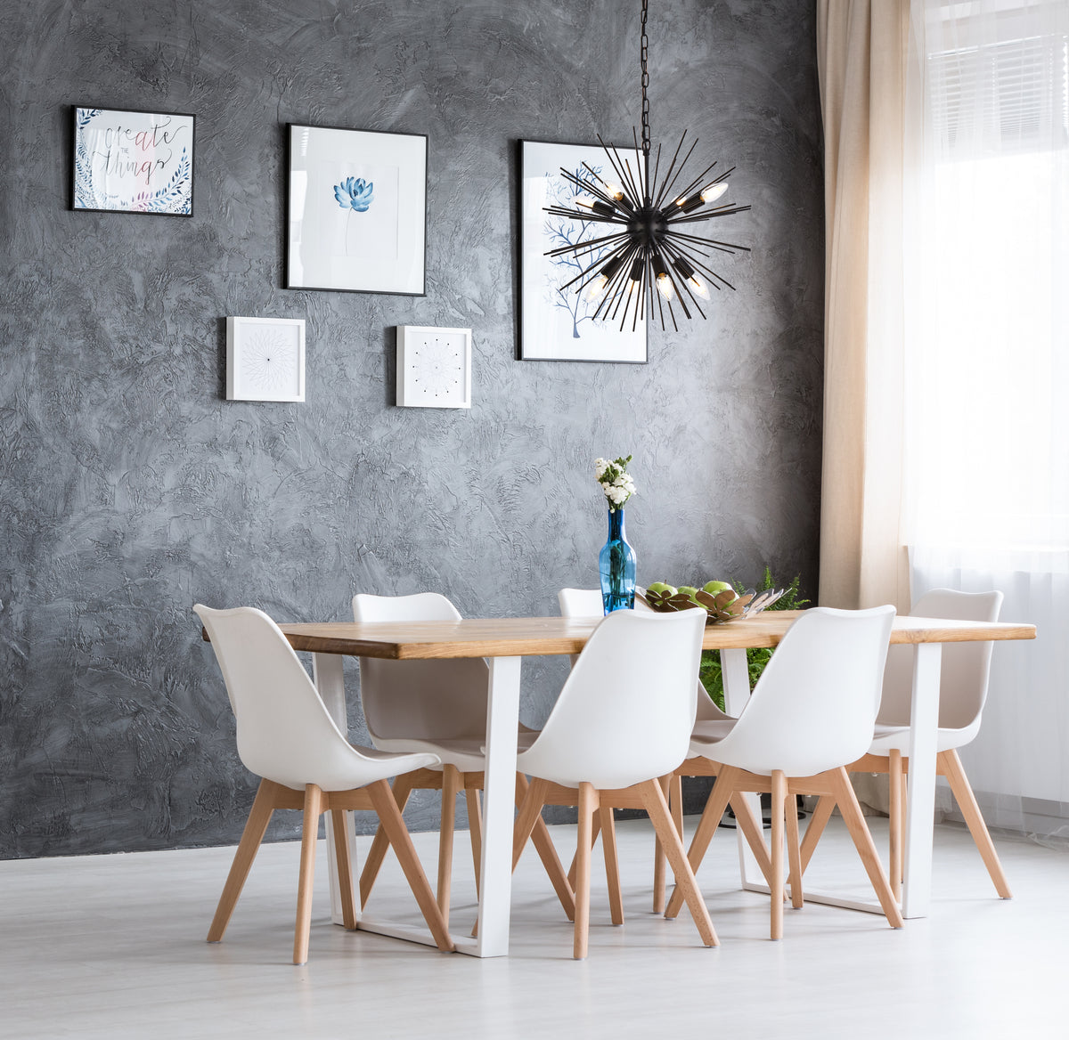 Timber 8 lights black pendant