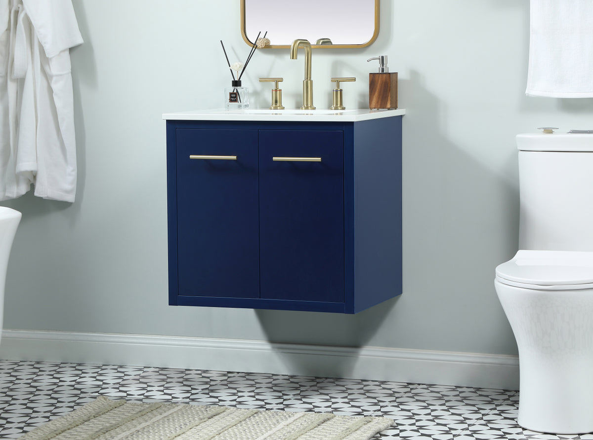 24 inch Single bathroom vanity in blue