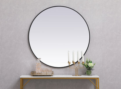 Metal frame round mirror 39 inch in Black