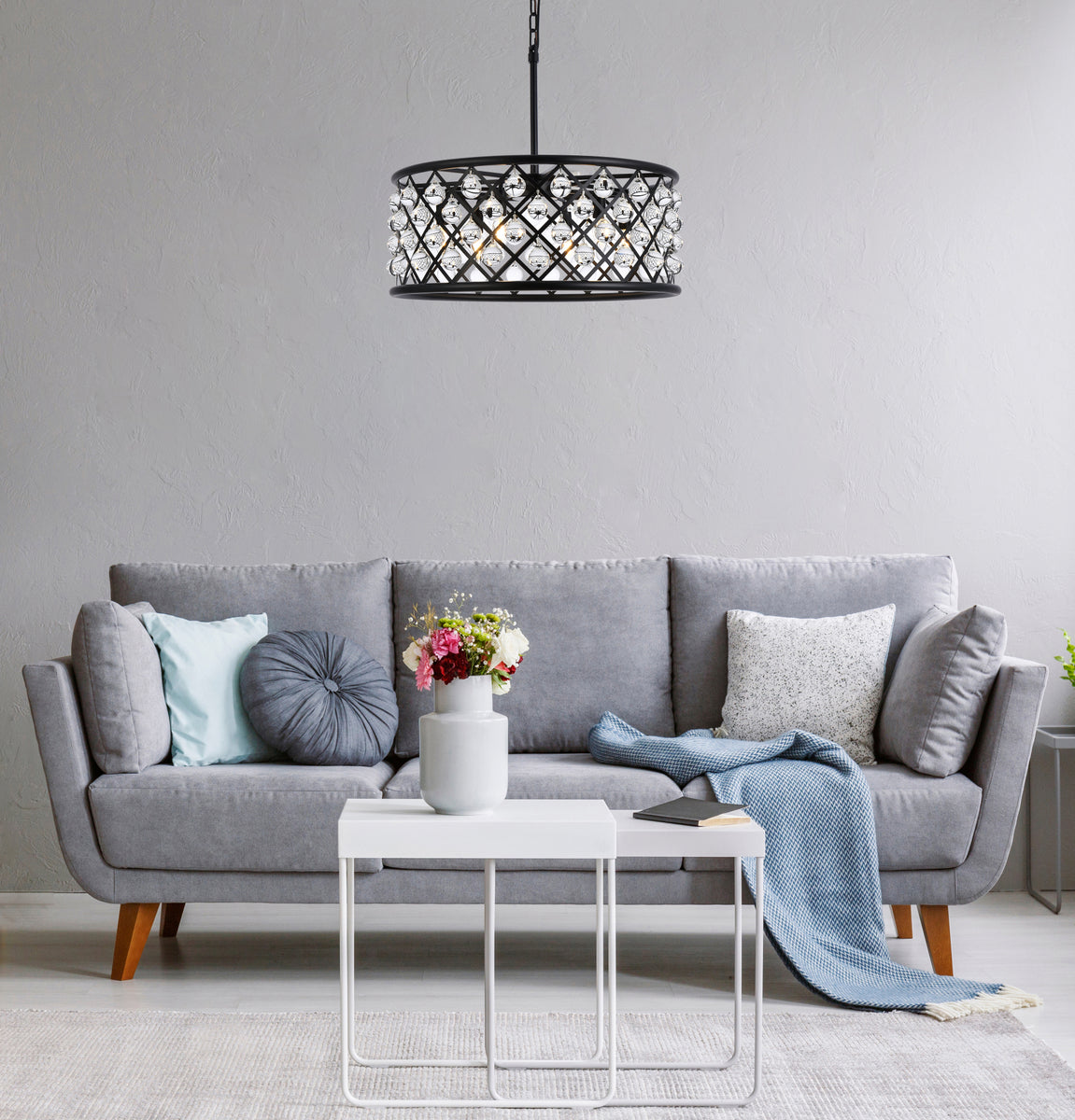 Madison 6 light Matte Black Chandelier Clear Royal Cut Crystal