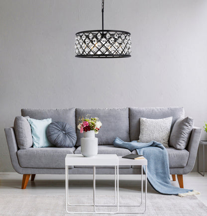 Madison 6 light Matte Black Chandelier Clear Royal Cut Crystal