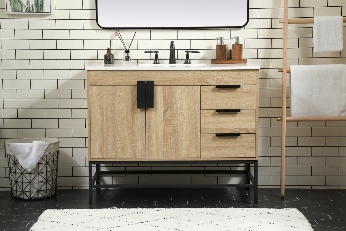 42 inch Single bathroom vanity in mango wood