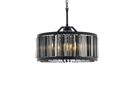 Chelsea 8 light Matte Black Chandelier Silver Shade (Grey) Royal Cut Crystal