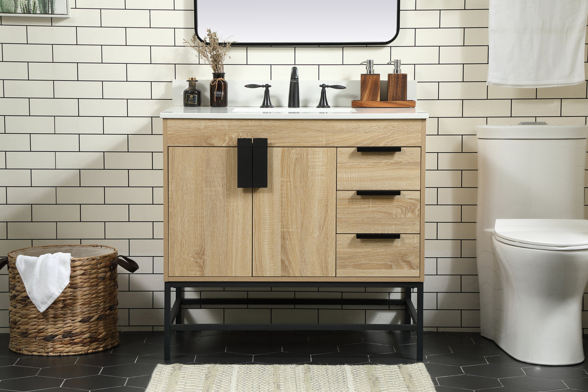 36 inch Single bathroom vanity in mango wood with backsplash