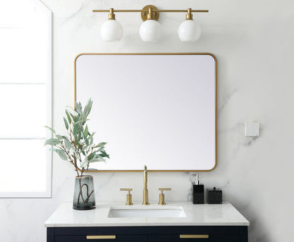 Soft corner metal rectangular mirror 30x36 inch in Brass