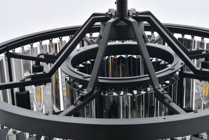 Chelsea 8 light Matte Black Chandelier Silver Shade (Grey) Royal Cut Crystal