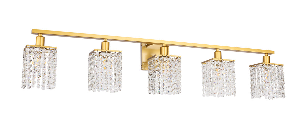 Phineas 5 light Brass and Clear Crystals wall sconce