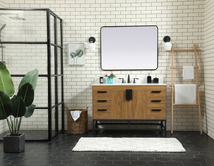 48 inch Single bathroom vanity in walnut brown with backsplash