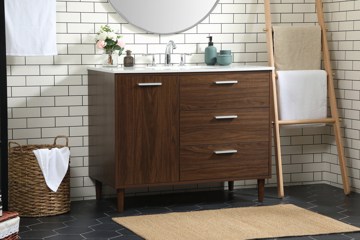42 inch bathroom vanity in Walnut