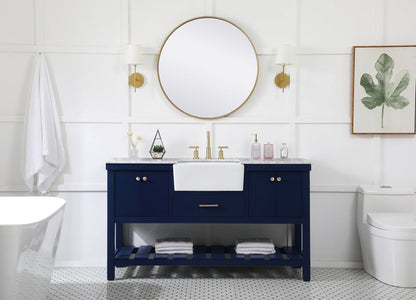 60 inch Single bathroom vanity in blue