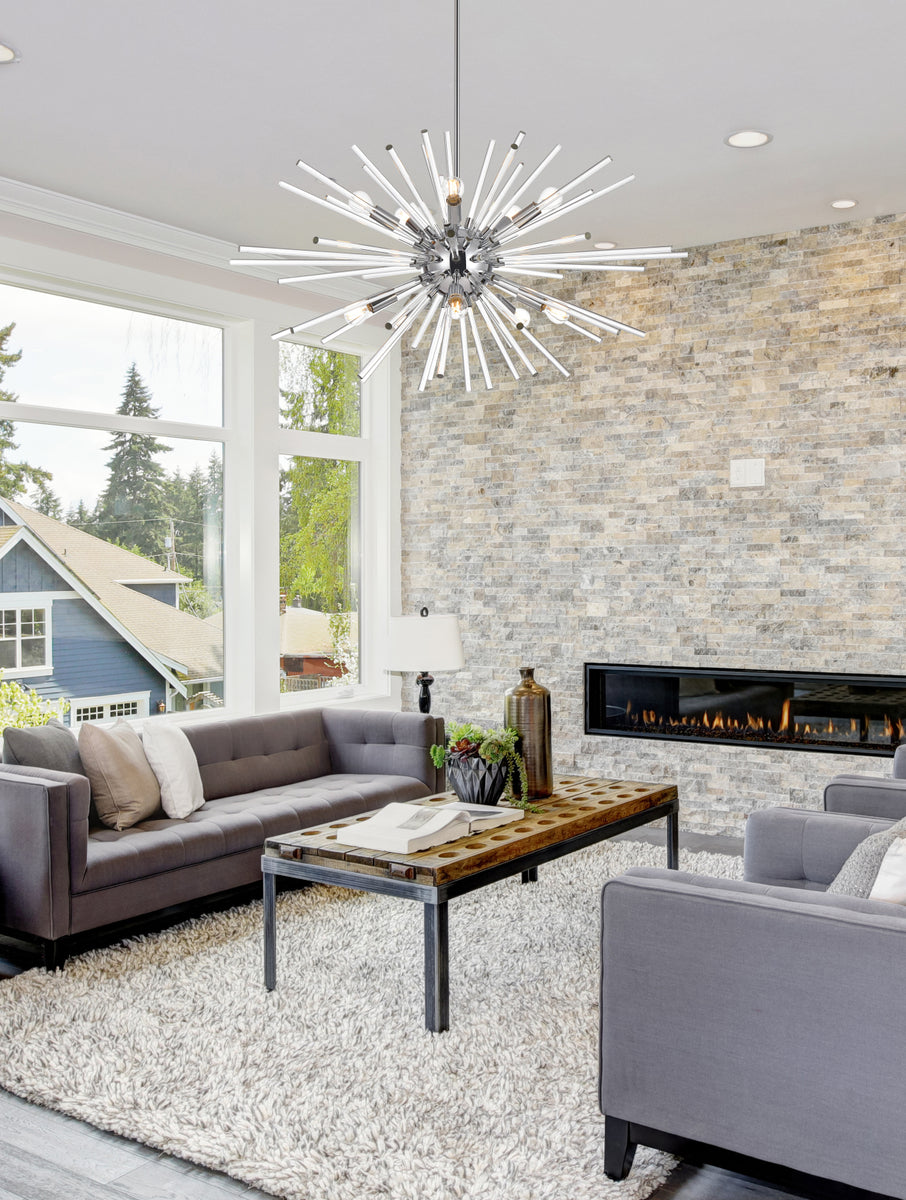 Sienna 36 inch crystal rod pendant in chrome