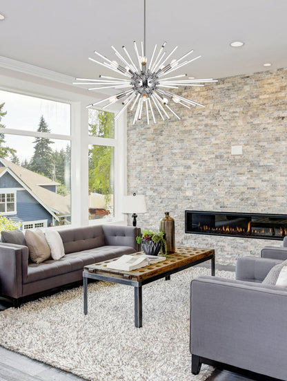 Sienna 36 inch crystal rod pendant in chrome