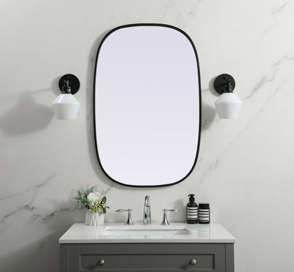 Metal Frame Oval Mirror 24x36 Inch in Black