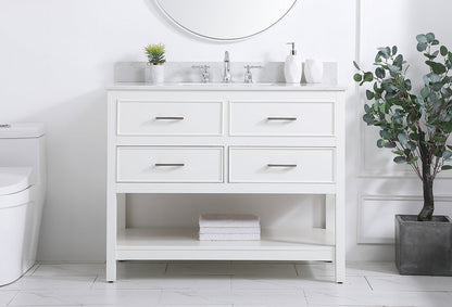 42 inch Single bathroom vanity in white with backsplash